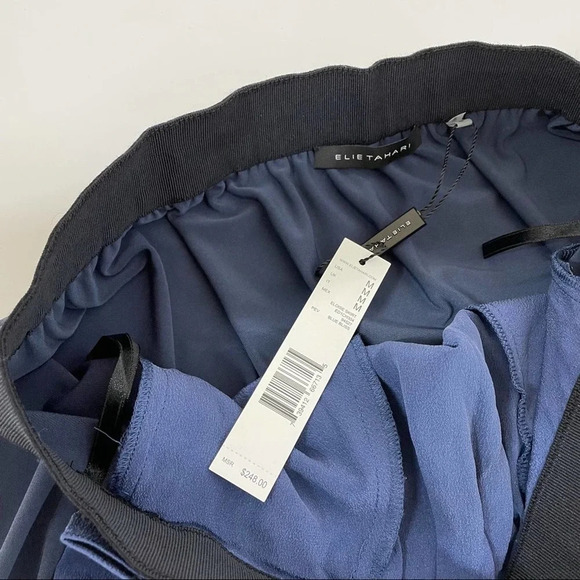 NEW Elie Tahari Silk Pleated Eloise Midi Skirt Blue Bliss Size Medium - Picture 5 of 8